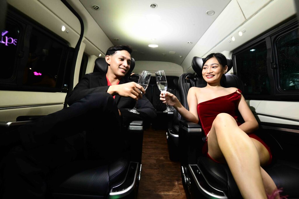 A couple enjoying wine - Club Tipsy Cebu VVIP Limo Service